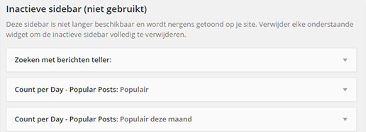 voorbeeld widgets die niet gebruikt worden