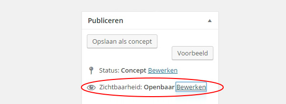 wachtwoord instellen wordpress