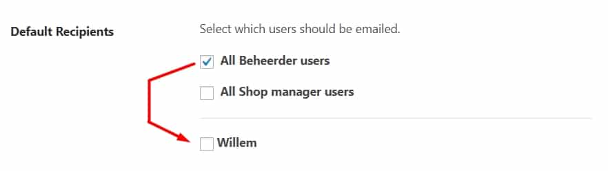 notificatie beheerder veranderen