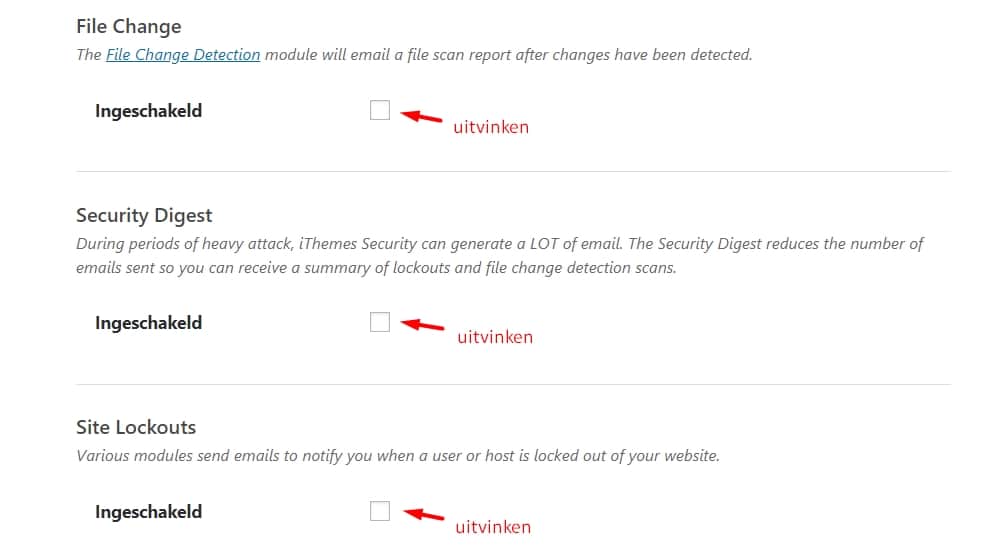 notificaties uitvinken