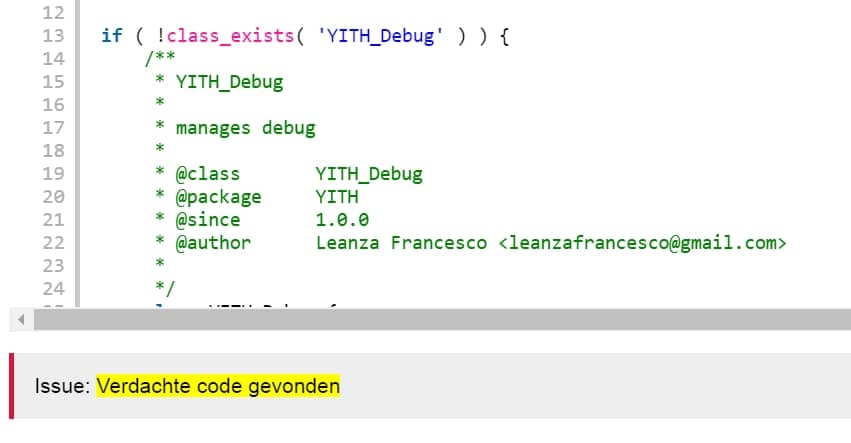 verdachte code gevonden