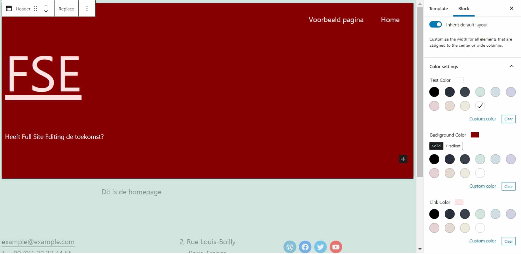 header kleur