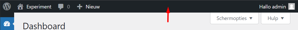 de admin bar van wordpress