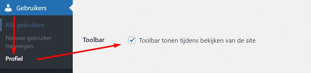 de admin bar van wordpress verbergen