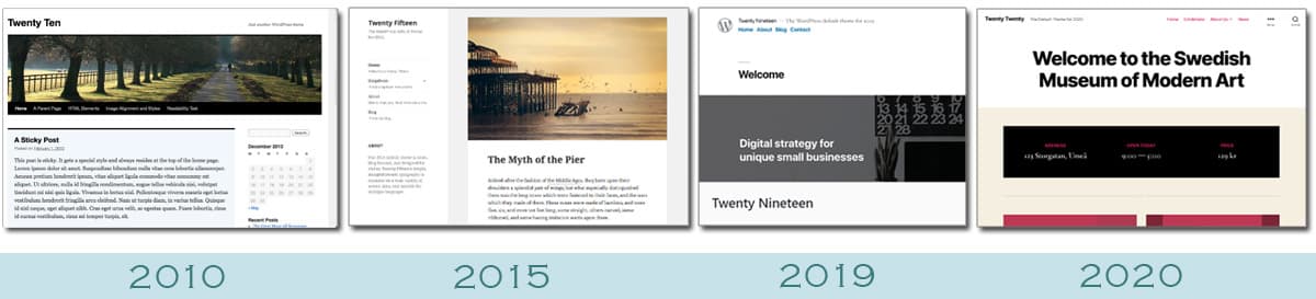 WordPress themas door de jaren